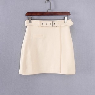 库存折扣米白色系腰带半裙Y4710B 专柜女装 香蕉系列 春秋新款