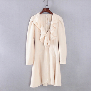 库存折扣荷叶边中长款 秋冬女装 外套Y3810 新款 林系列