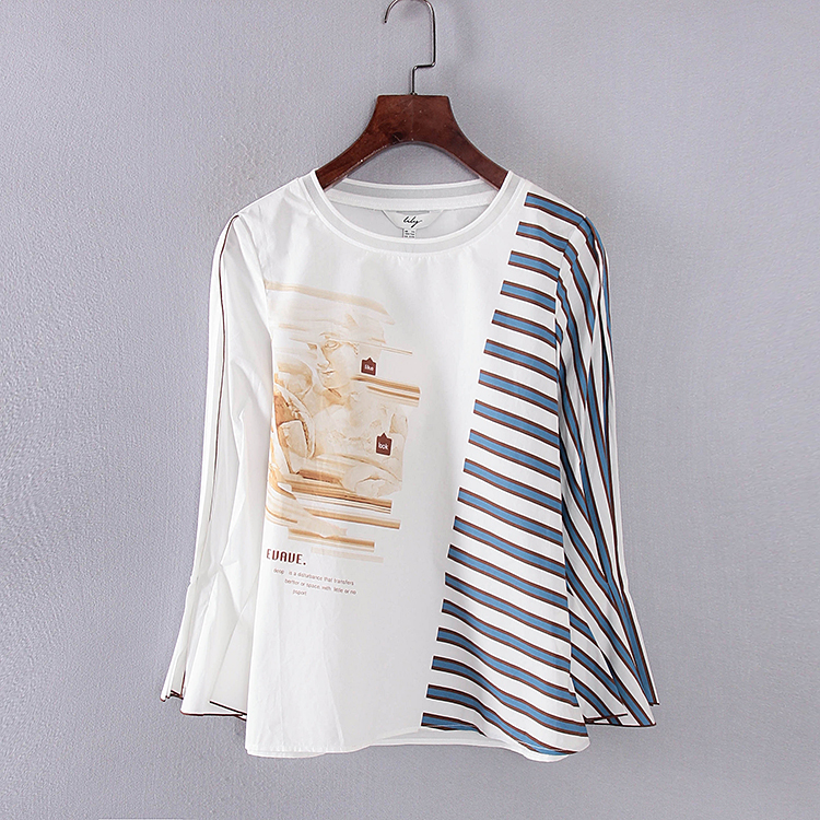 莉系列学院风印花圆领上衣