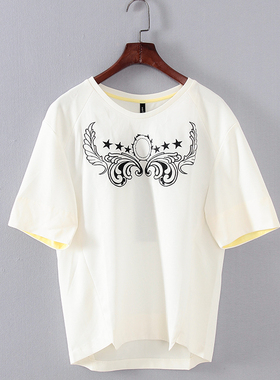 品牌系列 夏季新款专柜女装库存折扣简约休闲风印花上衣F1458A