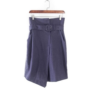 库存折扣深蓝腰带中长半裙Y4753B 专柜女装 香蕉系列 春秋新款