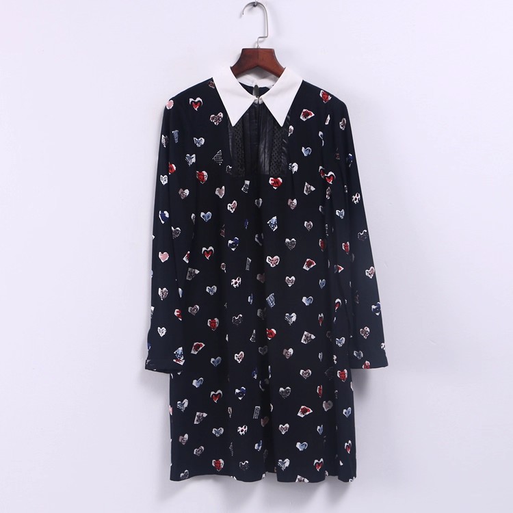 孤品系列 春夏新款女装品牌库存折扣减龄印花长袖连衣裙D303-2