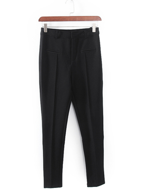 碧系列 春秋新品女装库存折扣黑色百搭修身休闲裤F1071D