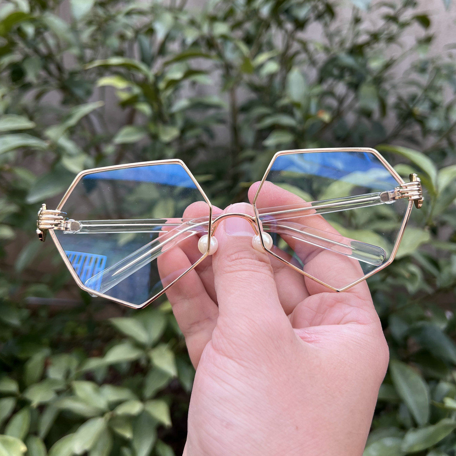 不规则七边形眼镜框小手装饰平光镜复古韩国潮流街拍男女眼镜架