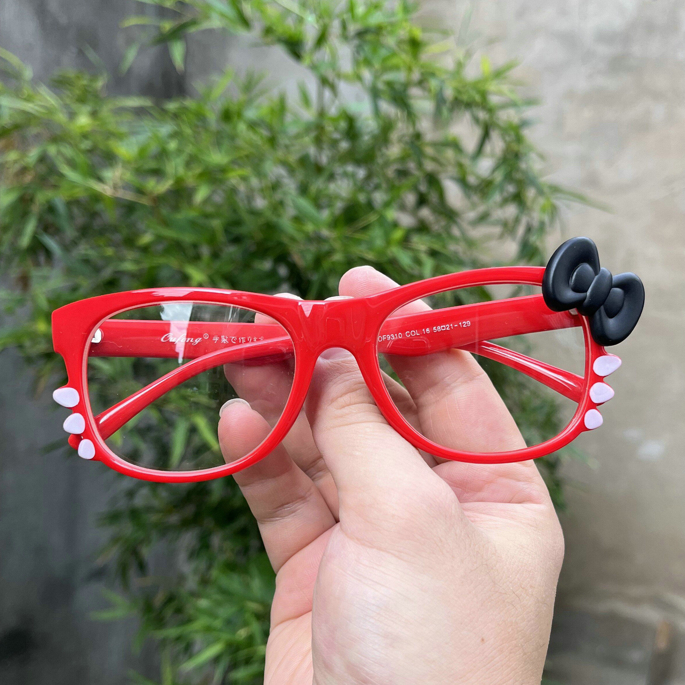 hello kitty蝴蝶结眼镜框圆形平光镜近视可配街拍可爱眼镜架子