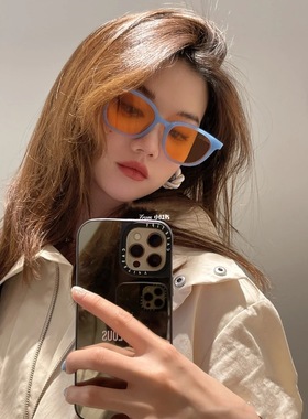 明星同款橘色墨镜复古