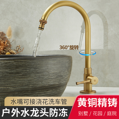 户外庭院单冷水龙头防冻水池立柱台上盆室外专用洗手盆龙头防冻裂