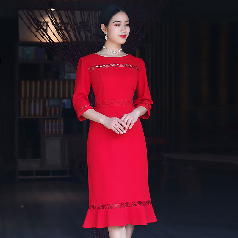 通勤气质修身连衣裙气质优雅时尚