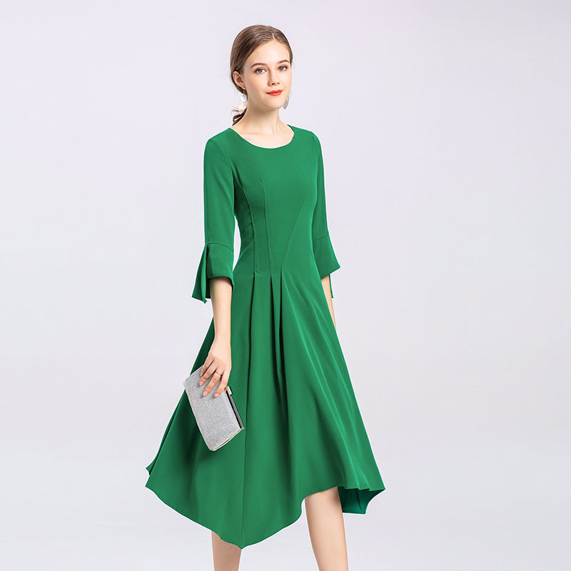 收腰长裙通勤垂坠浪漫飘逸修身