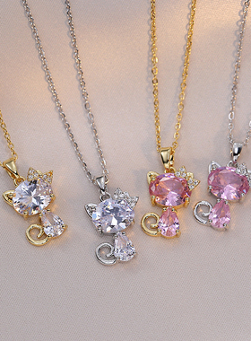 小猫项链送女友生日礼物项链