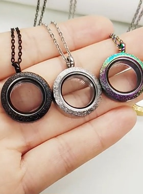 彩衣阁时尚美丽清透圆环项链长款项链女士玲珑清新首饰圆形吊坠