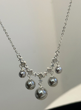 漂亮黑白色生日礼物珍珠项链
