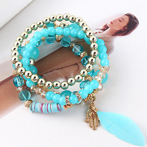 蓝色珠珠手链价格 蓝色珠珠手链图片 星期三