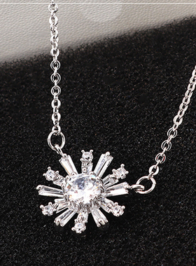 圆形花朵镀金甜美风项链送女友