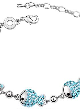 水晶粉蓝色女士双鱼座礼物手链