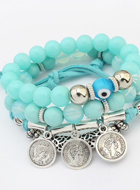 三层日韩风多颜色饰品手链