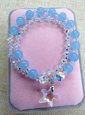 双层蓝色宝石水晶海星甜美风手链