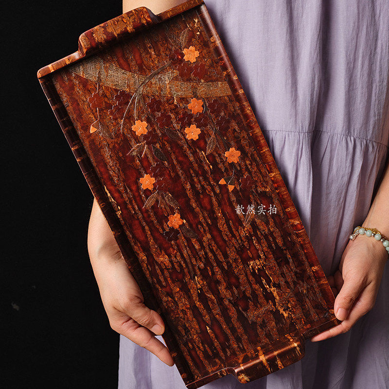 日本代购正品角馆桦细工手工樱树皮长形托盘茶盘下午茶餐盘收纳盘