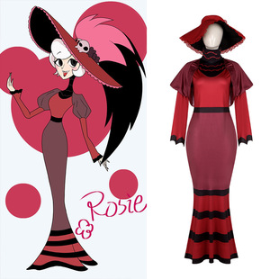 地狱客栈cos服Rosie恶魔罗茜红色长裙cosplay服装 万圣节表演服
