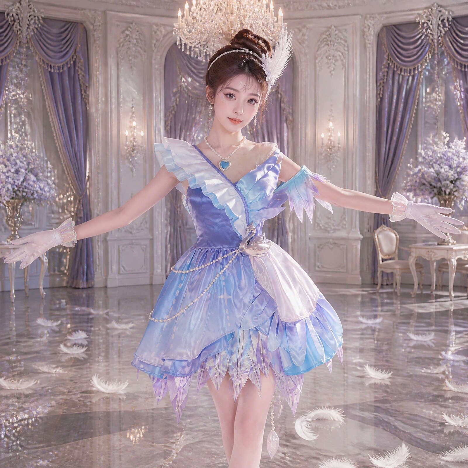 蛋仔cos服海瑟天鹅之羽连衣裙成人儿童游戏同款二次元cosplay服图片