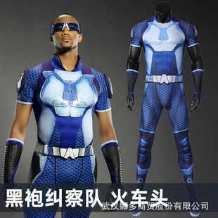 新款 黑袍纠察队火车头服装欧美影视紧身衣cosplay服J21062FA