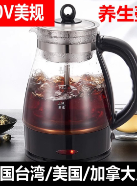 110V美规煮茶器家用泡茶壶黑茶壶玻璃养生壶保温花茶壶烧水沏茶壶