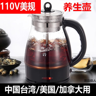 110V美规煮茶器家用泡茶壶黑茶壶玻璃养生壶保温花茶壶烧水沏茶壶