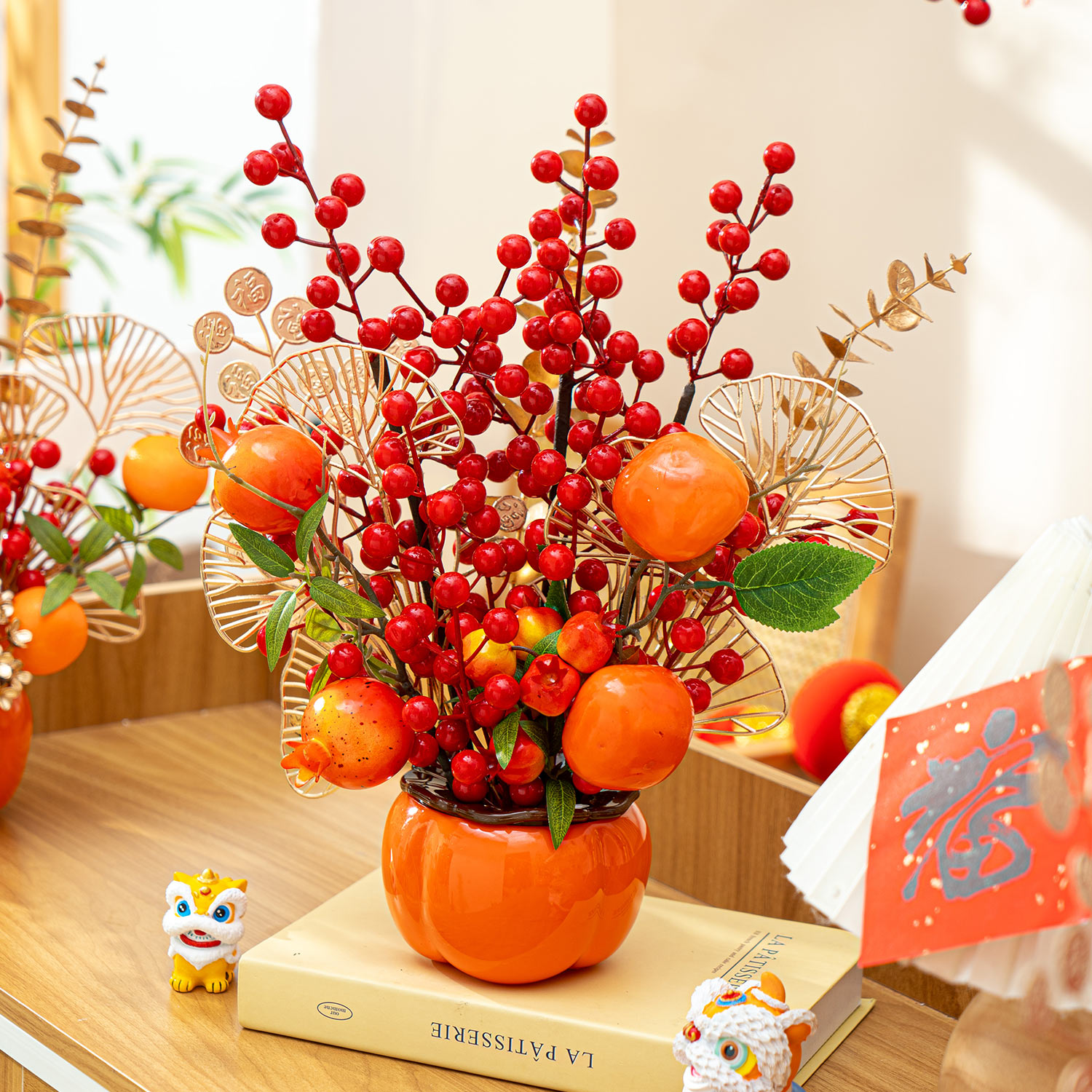 鑫温帘波柿柿如意柿子摆件