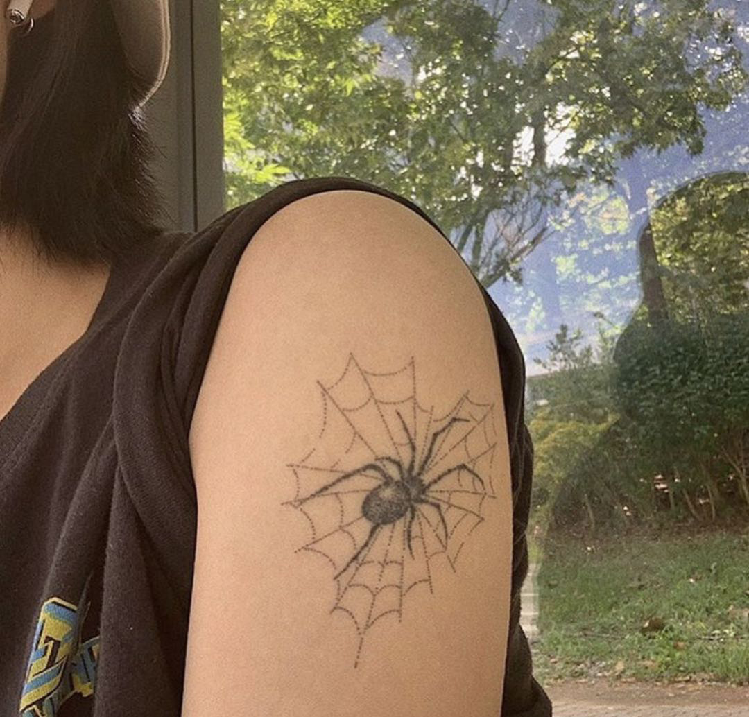 hge tattoo 独家手绘 暗黑风蜘蛛网 防水纹身贴 a512