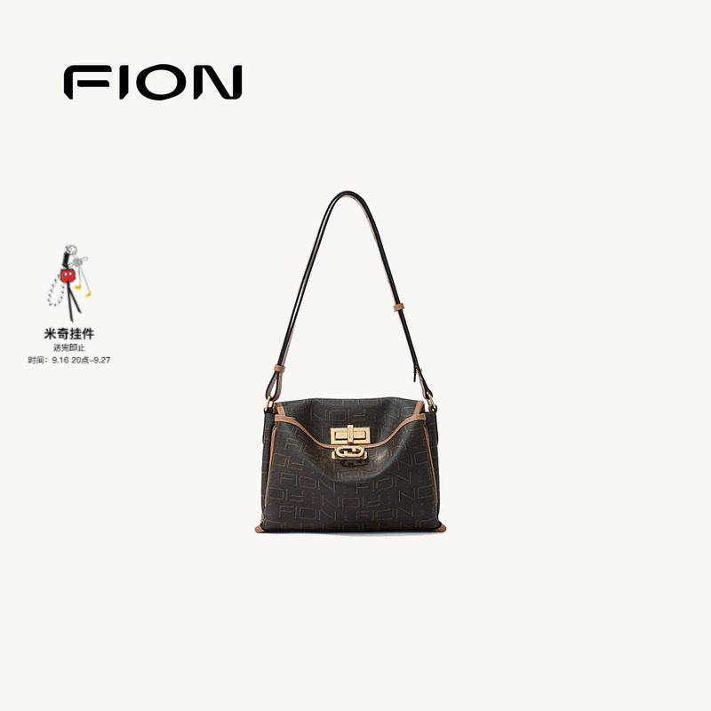 FION菲安妮官方老花托特包新款高级感小众女包包单肩斜挎公文包图片
