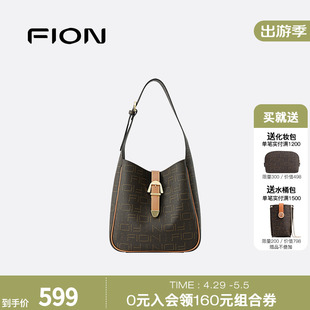 Fion 菲安妮经典 老花托特包大容量包包女通勤大包复古小众单肩包