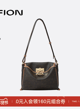 Fion/菲安妮老花托特包新款高级感小众女包包单肩斜挎公文包