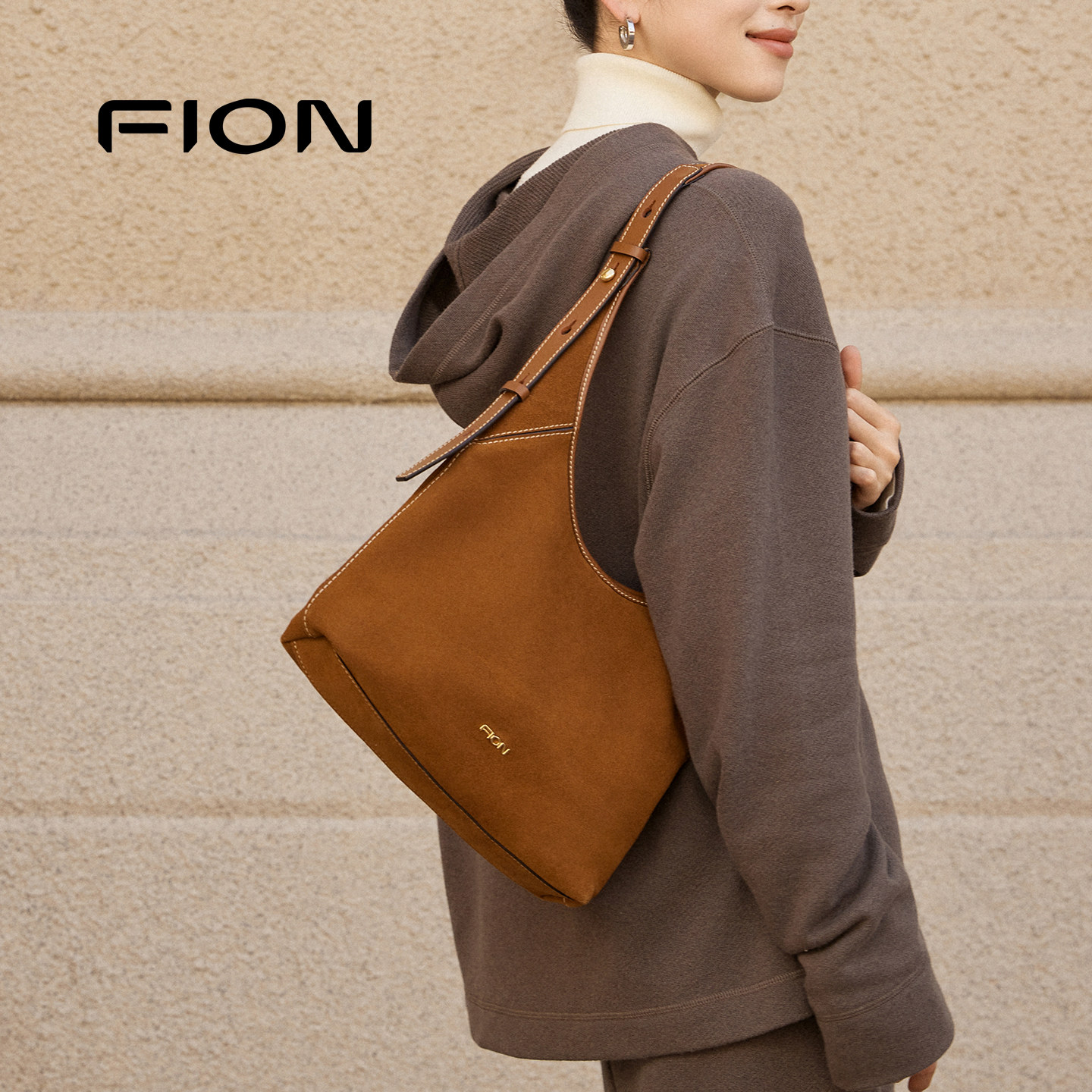 Fion/菲安妮麂皮hobo托特包慵懒女单肩斜挎包,箱包皮具/热销女包/男包,托特包,淘宝优惠券,粉丝福利购,淘宝优惠卷