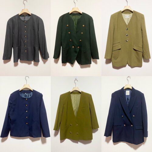 天天古着女士西装春秋vintage日本纯色大码休闲外套（XZ03）