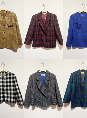 天天古着女士西装春秋冬vintage日本复古小香风短款外套（XZ02）