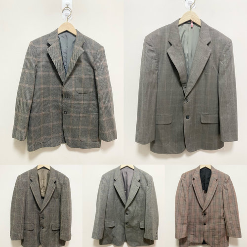 天天古着西装vintage海外长袖羊毛外套男女通穿休闲西服X02f