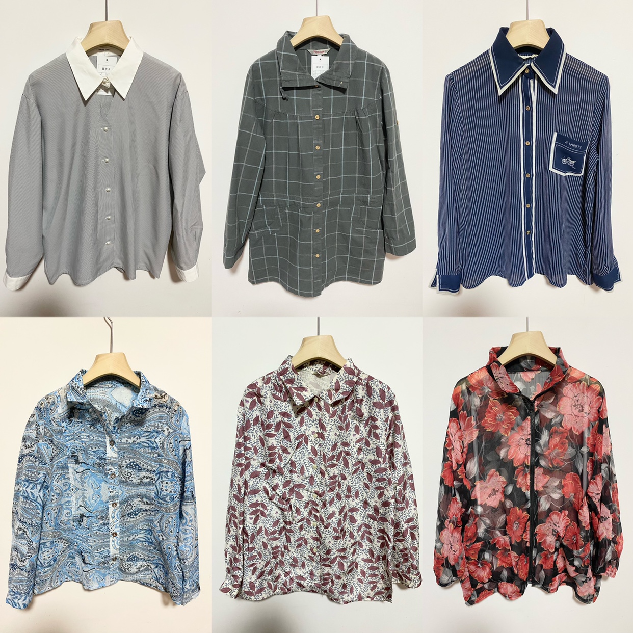 天天古着长袖衬衫vintage日本女士复古衬衣上衣外套（CC01）