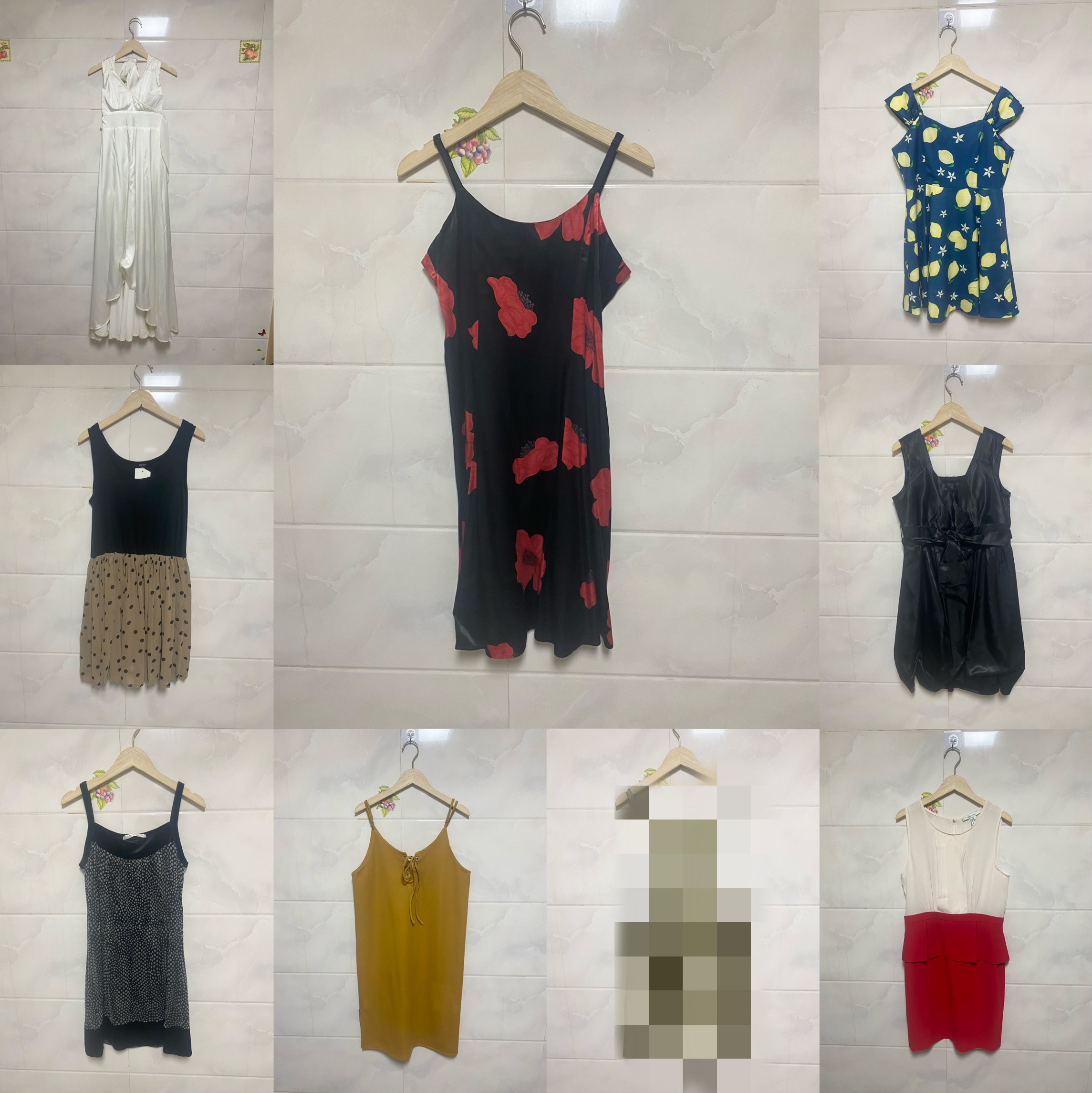 天天古着吊带连衣裙vintage日本复古无袖背心雪纺春夏中长裙L30z