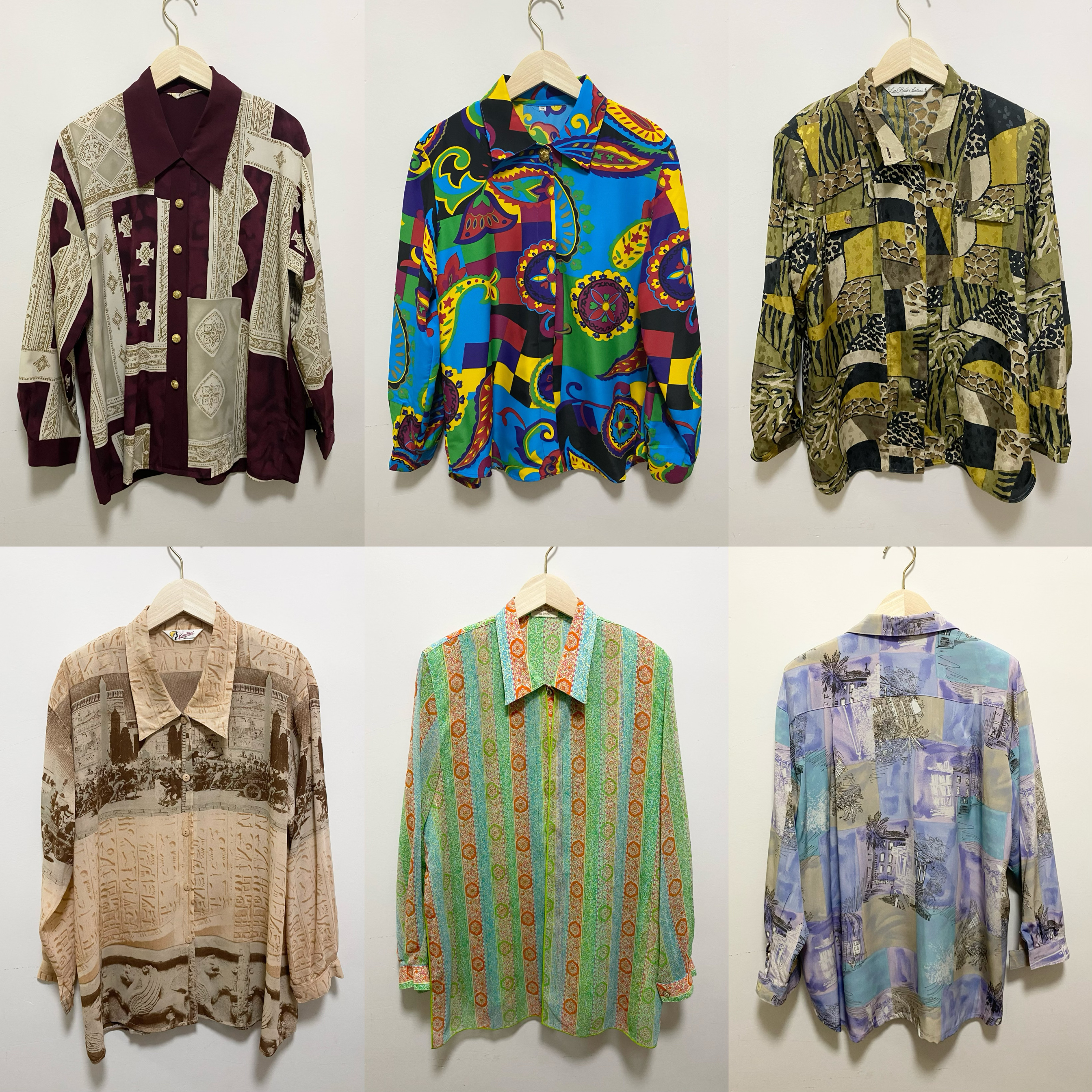 天天古着复古港风巴洛克衬衫vintage日本宽松长袖春秋衬衣A02f