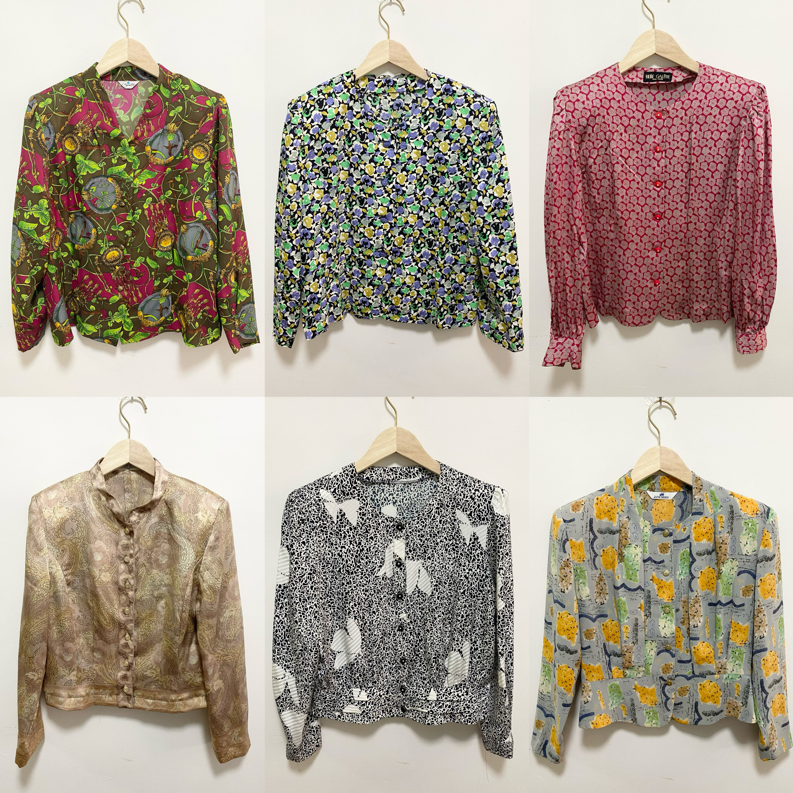 天天古着长袖港风衬衫vintage日制女巴洛克宫廷油画印花衬衣A01l