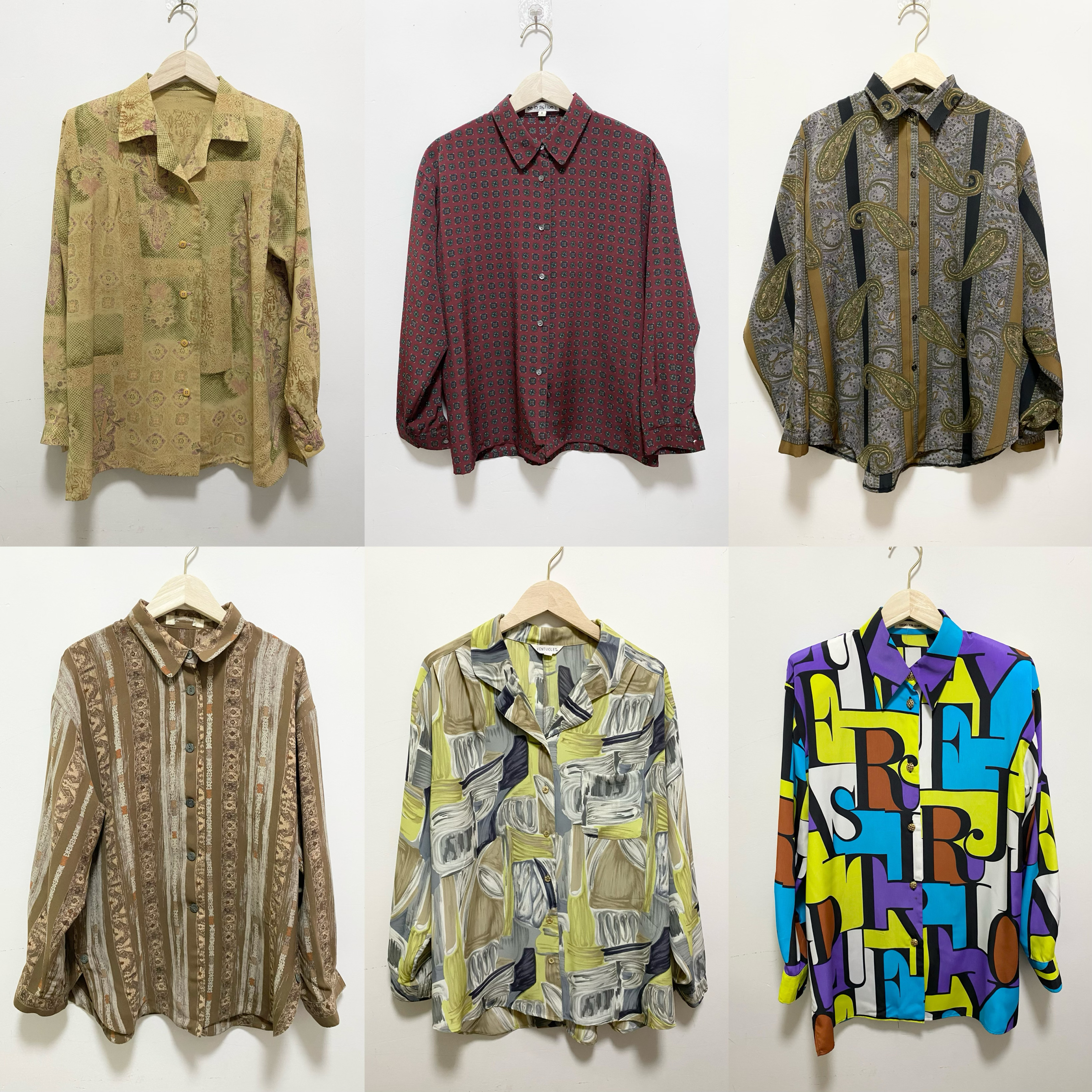 天天古着复古港风衬衣vintage日本长袖巴洛克波普衬衫春上衣A02f