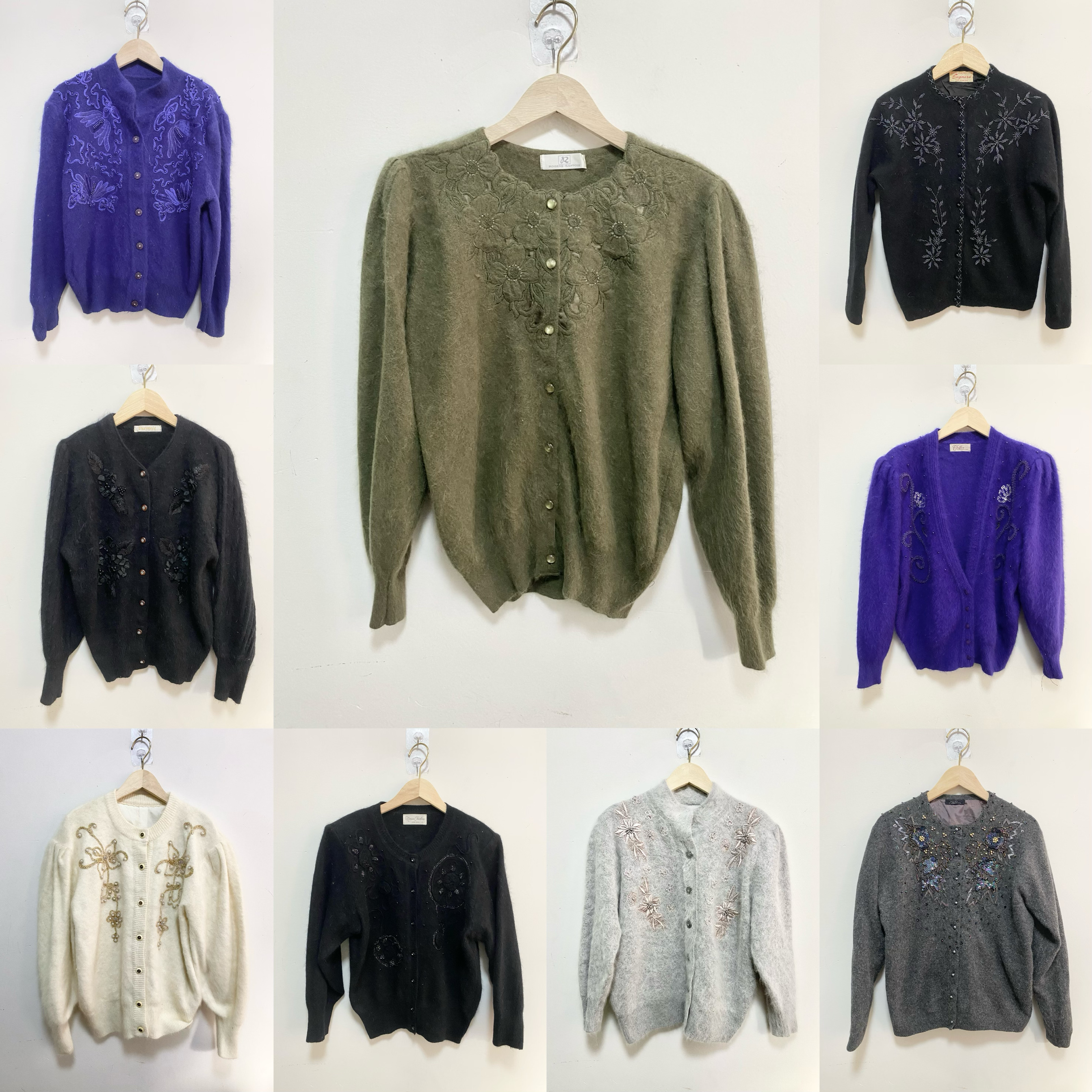 天天古着复古刺绣安哥拉兔毛衣vintage日本百搭软糯毛衣开衫M06h