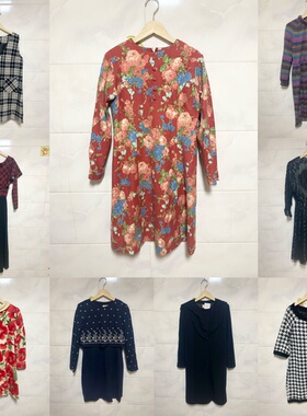 天天古着秋冬连衣裙vintage日本复古女中裙毛内搭裙L1l