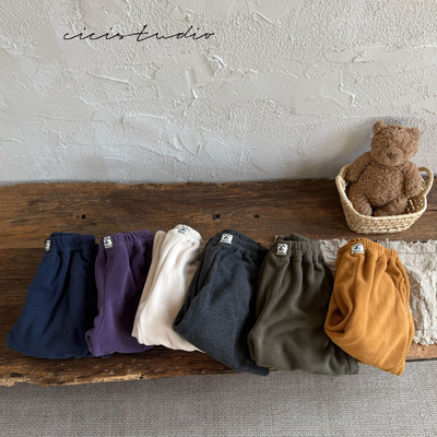 秋冬童裤韩版休闲运动百搭长裤子男女童双面摇粒绒暖暖裤束脚卫裤