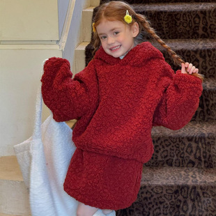 女童套装 新款 红色圣诞加厚卫衣半裙两件套洋气潮 2025冬季 韩系童装