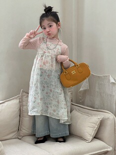 女童2026春装新品韩系穿搭女宝针织打底碎花吊带叠穿超好看上衣潮
