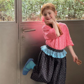 新款 针织衫 韩系童装 镂空短袖 圆领上衣洋气潮 女童纯色薄款 2026春季