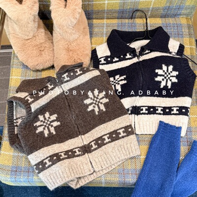 2025秋季童装儿童韩版毛衣马甲女童撞色针织衫叠穿毛线背心上衣潮