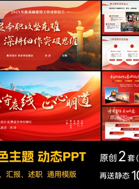 高端红色主题PPT模板版动态动画总结述职报告演讲定制设计代制作