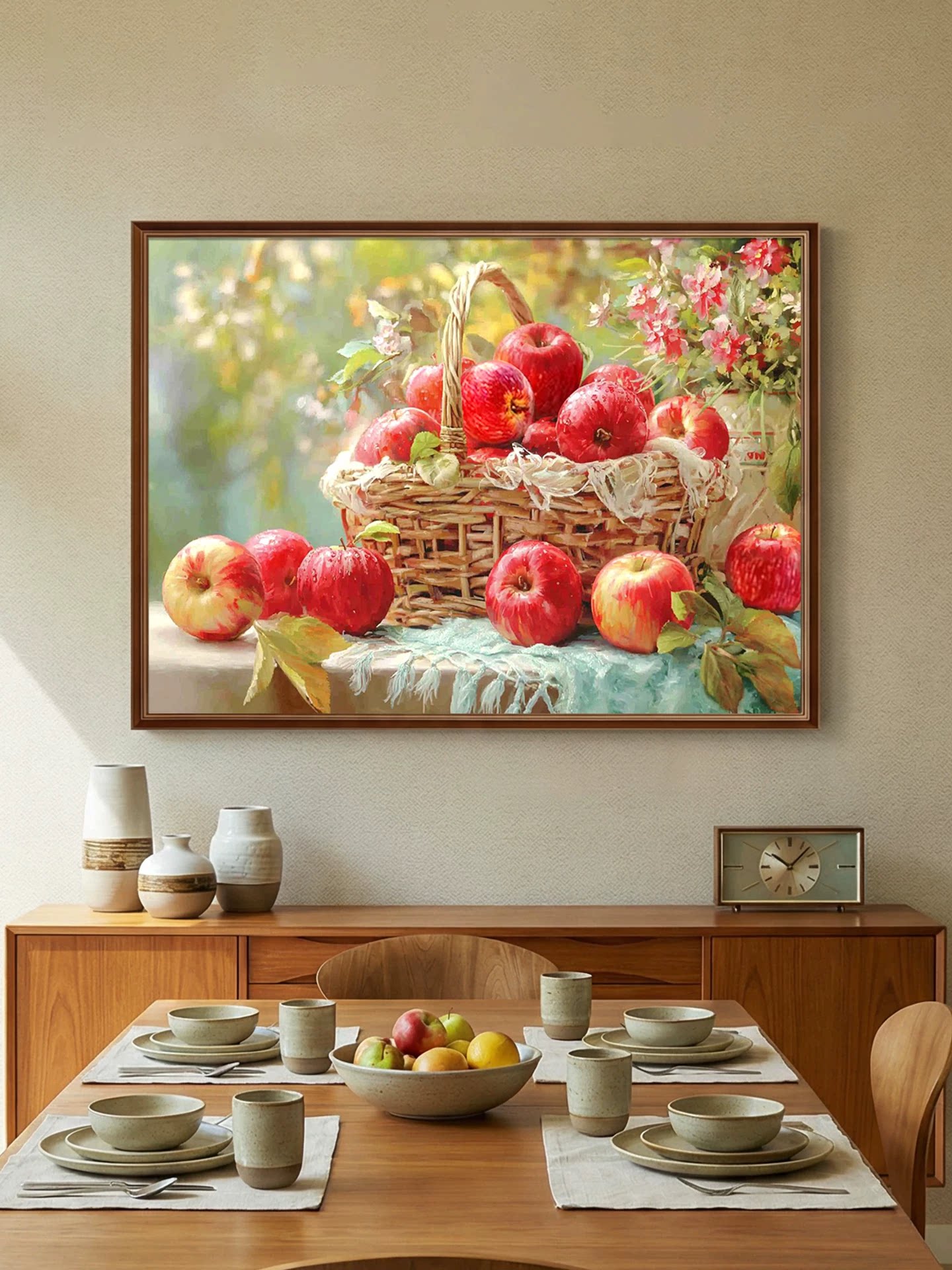 带框钻石画满钻方钻手工贴钻绣欧式客厅餐厅挂画水果苹果2026新款